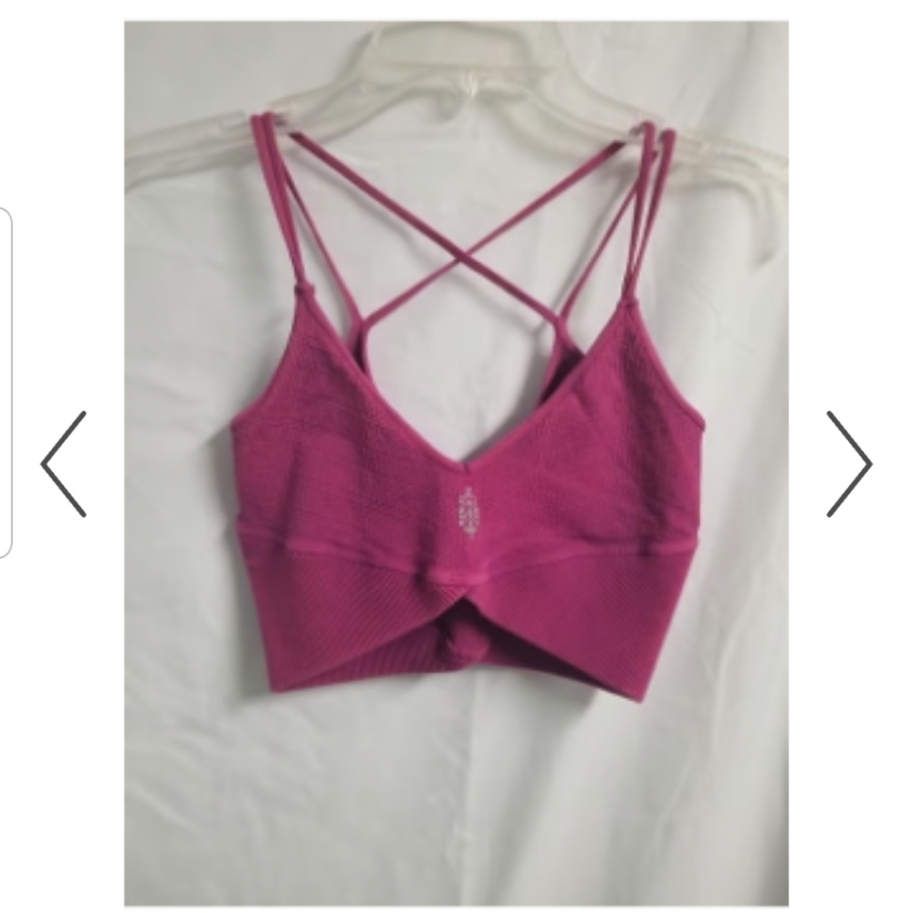 Womens Deep Magenta FREE PEOPLE Criss Cross Back Strap Sport Bra Size M